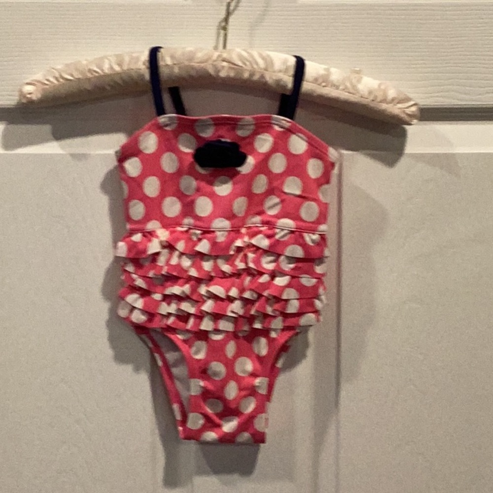 Pink Polka Dot Ruffled Swimsuit